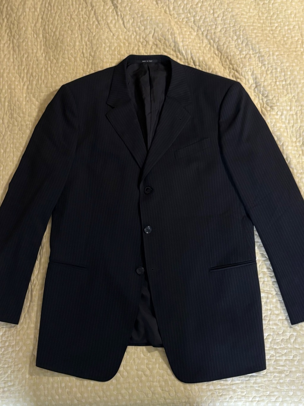 Giorgio Armani Black Pinstripe Single-Breasted Blazer 46L